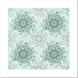 Green Leaves Mandala Pattern Posters and Art